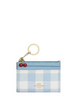 Coach Mini Skinny Id Case With Gingham Print And Charm Blue