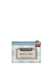 Coach Mini Skinny Id Case With Gingham Print And Charm Blue