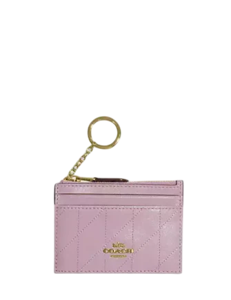 Coach Mini Skinny Id Case With Quilting Carnation