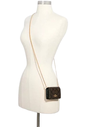 Coach Mini Wallet On A Chain In Signature Canvas Brown Black