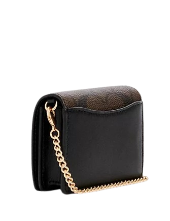 Coach Mini Wallet On A Chain In Signature Canvas Brown Black