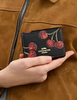 Coach Mini Wallet On A Chain With Cherry Print Black