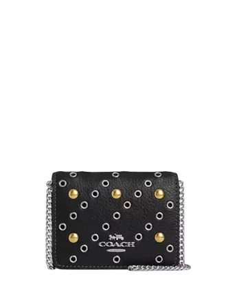 Coach Mini Wallet On A Chain With Rivets Black