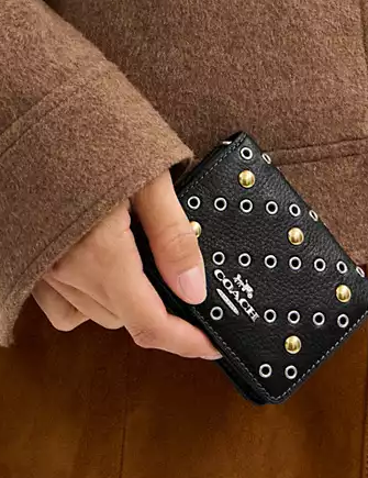 Coach Mini Wallet On A Chain With Rivets Black