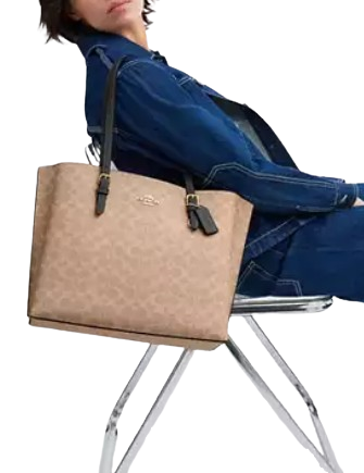 Coach Mollie Tote Bag In Signature Canvas Tan Black