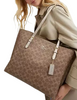 Coach Mollie Tote Bag In Signature Canvas Tan Light Champagne