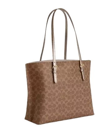 Coach Mollie Tote Bag In Signature Canvas Tan Light Champagne