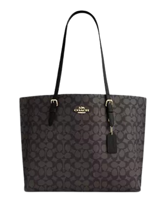 Coach Mollie Tote Bag In Signature Canvas Walnut Black