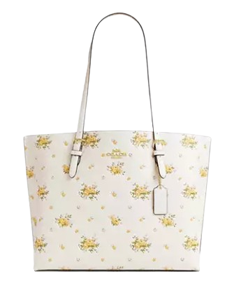 Coach Mollie Tote Bag With Floral Print Chalk
