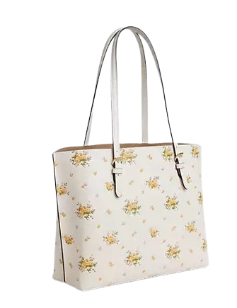 Coach Mollie Tote Bag With Floral Print Chalk