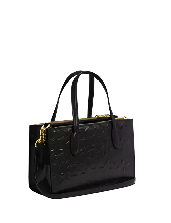 Coach Nina Small Tote Bag In Signature Leather Black 
