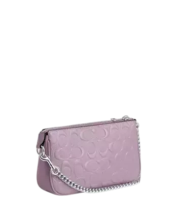 Coach Nolita 19 In Signature Leather With Heart Charm Light Violet