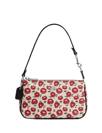 Coach Nolita 19 With Floral Print Chalk Black Red