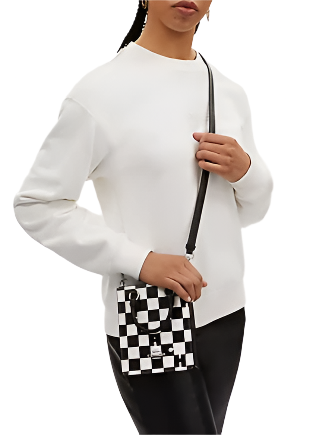 Coach North South Mini Tote With Checkerboard Print Black Chalk