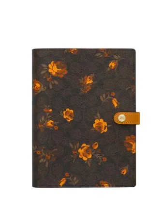 Coach Notebook In Signature Canvas With Floral Print