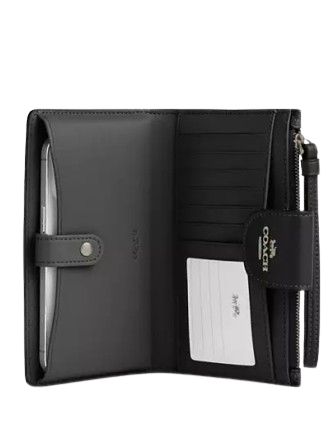Coach Phone Wallet In Signature Canvas Charcoal Black