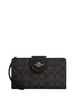 Coach Phone Wallet In Signature Canvas Walnut Black