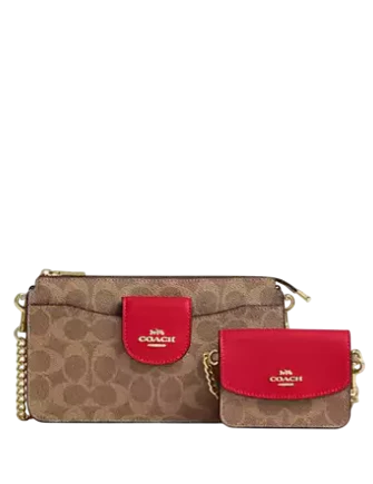 Coach Poppy Crossbody Bag In Signature Canvas Tan Carnation