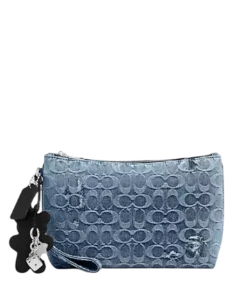 Coach Pouch In Loved Signature Denim With Charms Light Indigo