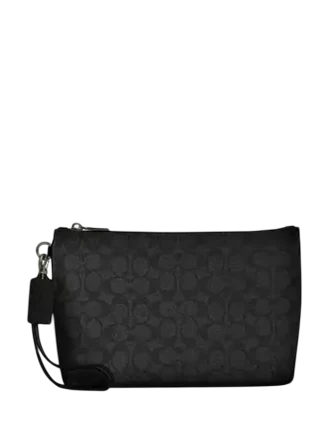 Coach Pouch In Signature Canvas Charcoal Black