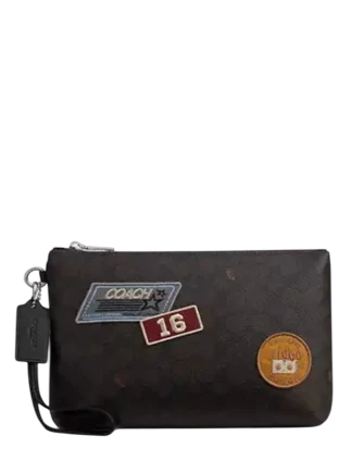 Coach Pouch In Signature Canvas With Patches