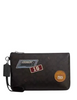 Coach Pouch In Signature Canvas With Patches Walnut Black