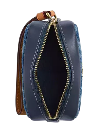 Coach Pouch Wristlet In Signature Denim Indigo