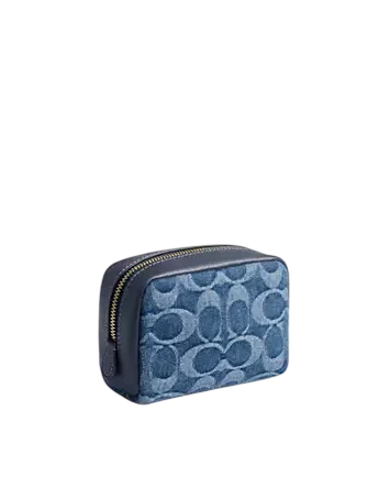 Coach Pouch Wristlet In Signature Denim Indigo