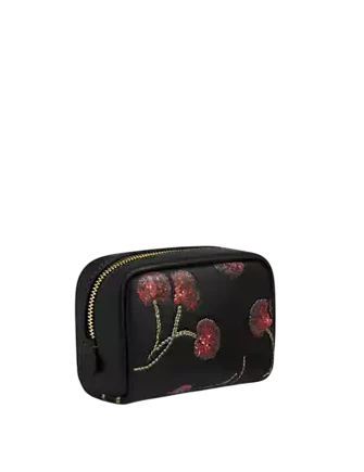 Coach Pouch Wristlet With Cherry Print Black