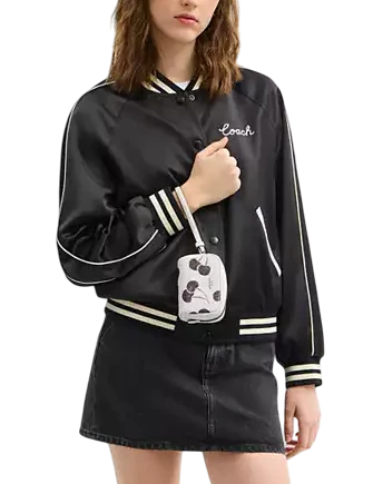 Coach Pouch Wristlet With Cherry Print Chalk