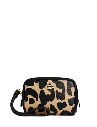 Coach Pouch Wristlet With Leopard Print