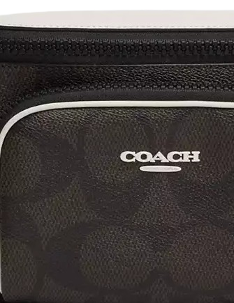 Coach Racer Belt Bag In Blocked Signature Canvas Walnut Chalk