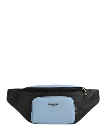 Coach Racer Belt Bag In Colorblock Signature Canvas Light Blue 