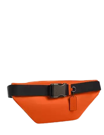 Coach Racer Belt Bag In Colorblock Signature Canvas Spice Orange 