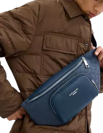 Coach Racer Belt Bag In Signature Jacquard Dark Denim