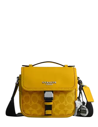 Coach Racer Crossbody Bag In Signature Canvas With Charms Canary