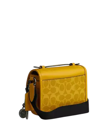 Coach Racer Crossbody Bag In Signature Canvas With Charms Canary