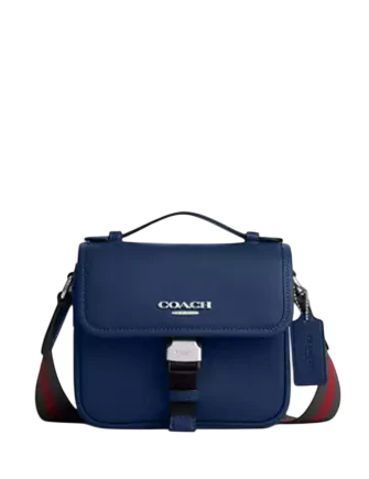 Coach Racer Crossbody Bag With Varsity Stripe Webbing  Deep Blue 
