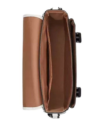 Coach Racer Messenger Bag In Blocked Signature Canvas Walnut Chalk 