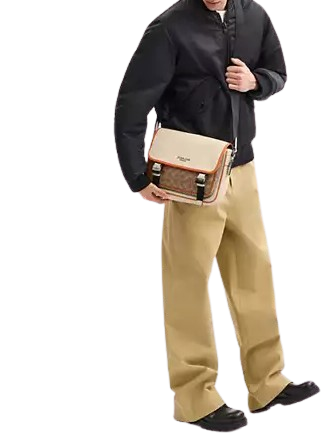 Coach Racer Messenger In Colorblock Signature Canvas Ivory