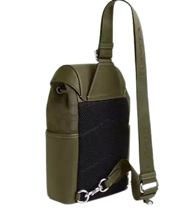 Coach Racer Pack In Signature Jacquard Olive Drab