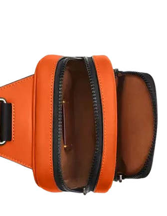 Coach Racer Sling Pack In Colorblock Signature Canvas Tan Spice Orange