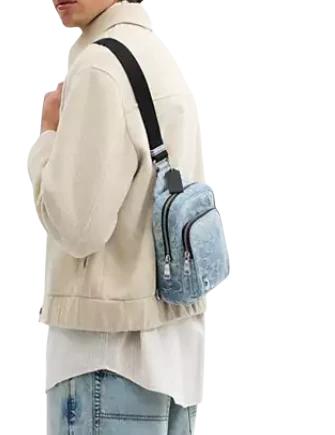 Coach Racer Sling Pack In Loved Signature Denim Light Indigo 