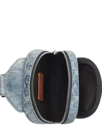 Coach Racer Sling Pack In Loved Signature Denim Light Indigo 