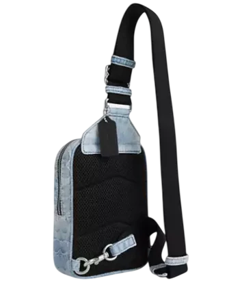 Coach Racer Sling Pack In Loved Signature Denim Light Indigo 