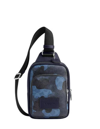 Coach Racer Sling Pack In Signature Camo Print Blue