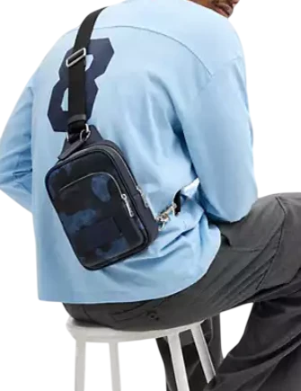 Coach Racer Sling Pack In Signature Camo Print Blue