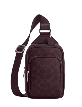 Coach Racer Sling Pack In Signature Canvas Black Currant