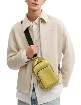 Coach Racer Sling Pack In Signature Canvas Light Citron