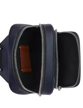 Coach Racer Sling Pack In Signature Canvas With Charms  Denim Chalk